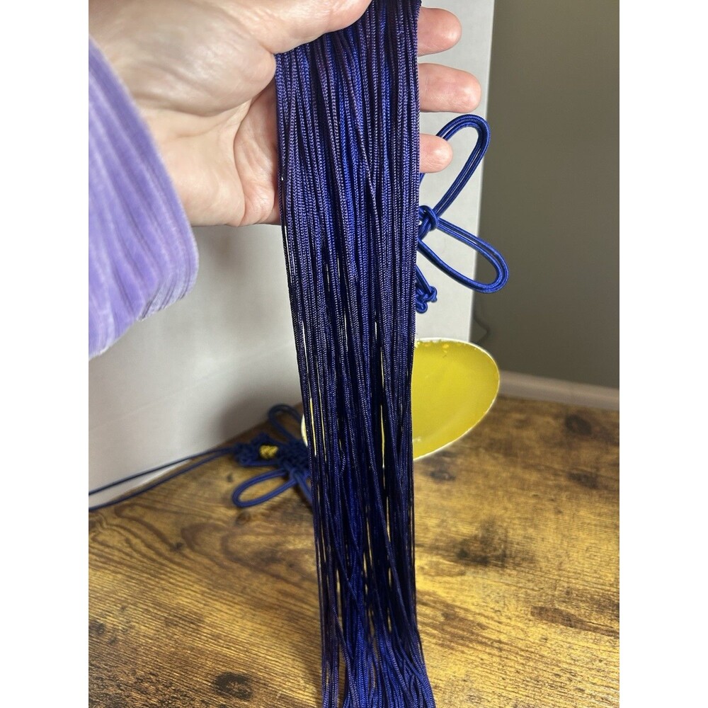 Korean Wedding Knot Tassel Hanging Ornament Medallion Decor 20” Blue Vintage - Picture 5 of 11